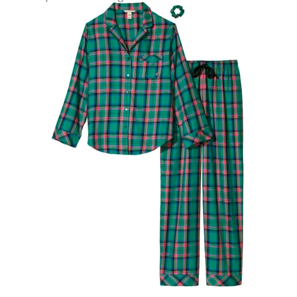 victoria's secret flannel long pj set